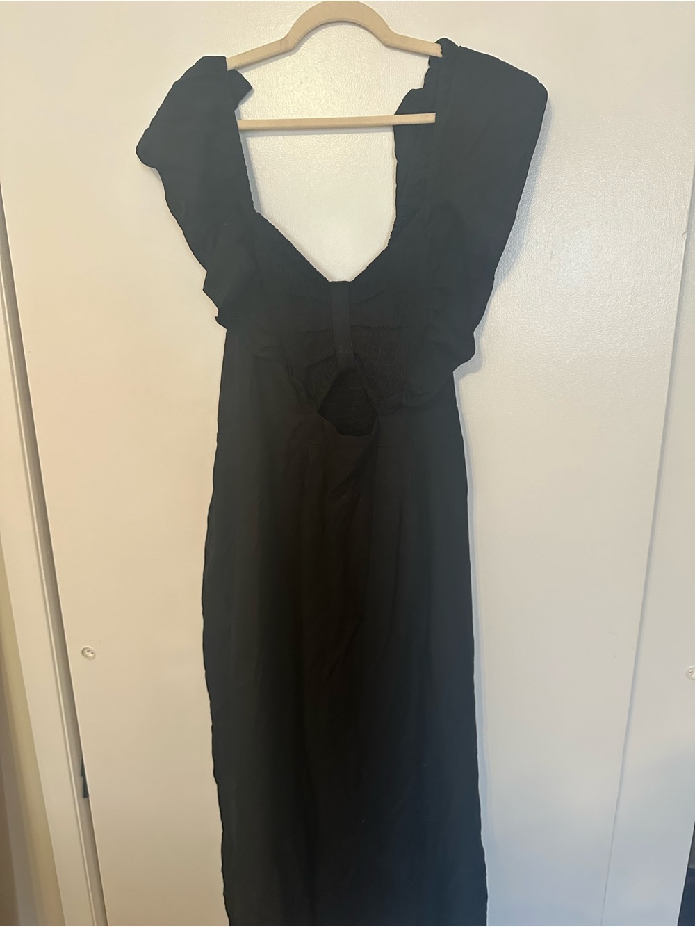 Black Ruffled Sleeve Midi Dress - Elegant Women's Dress